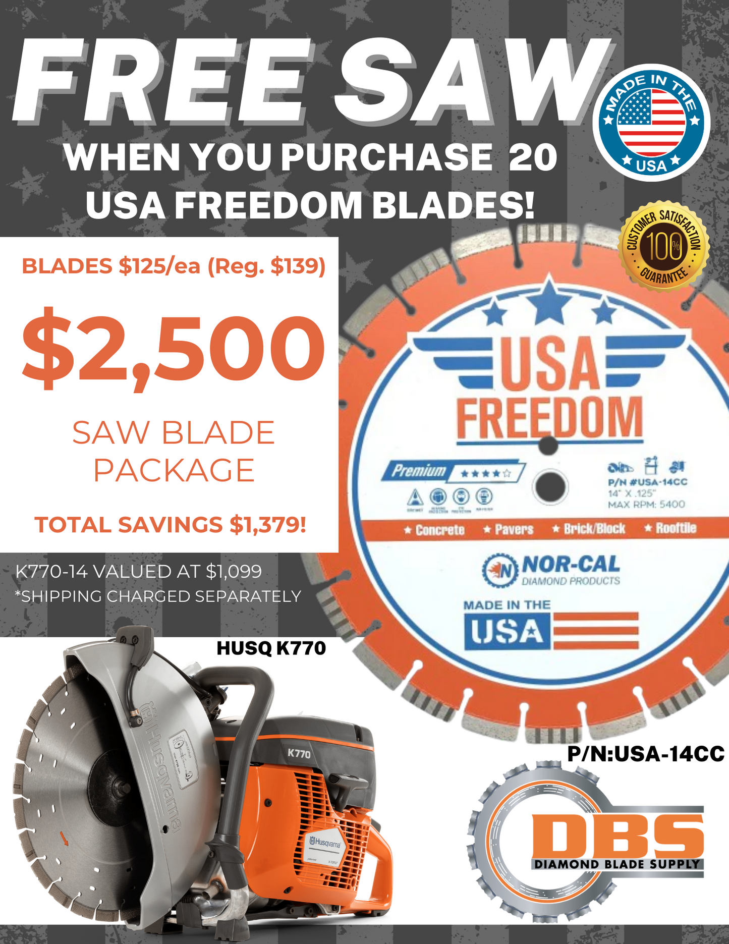 USA Freedom Concrete Cutting Blade