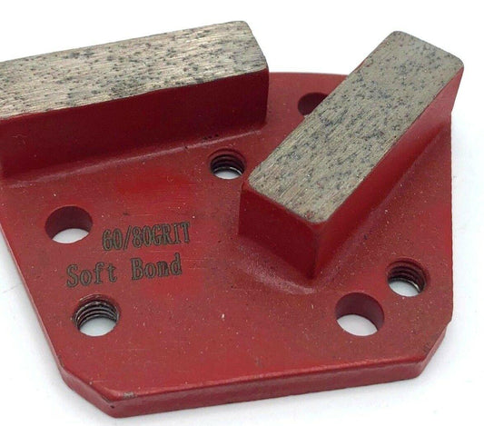 HTC STYLE SHOE SCREW MOUNT DOUBLE SQUARE 6 HOLE STYLE GRIT 60/80 SOFT BOND - Diamond Blade Supply