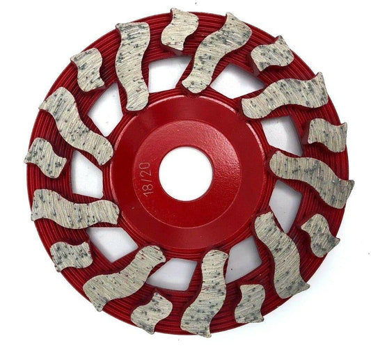 5" X 18 SEG X 18 GRIT T1 TWISTER DIAMOND CUP WHEEL - Diamond Blade Supply