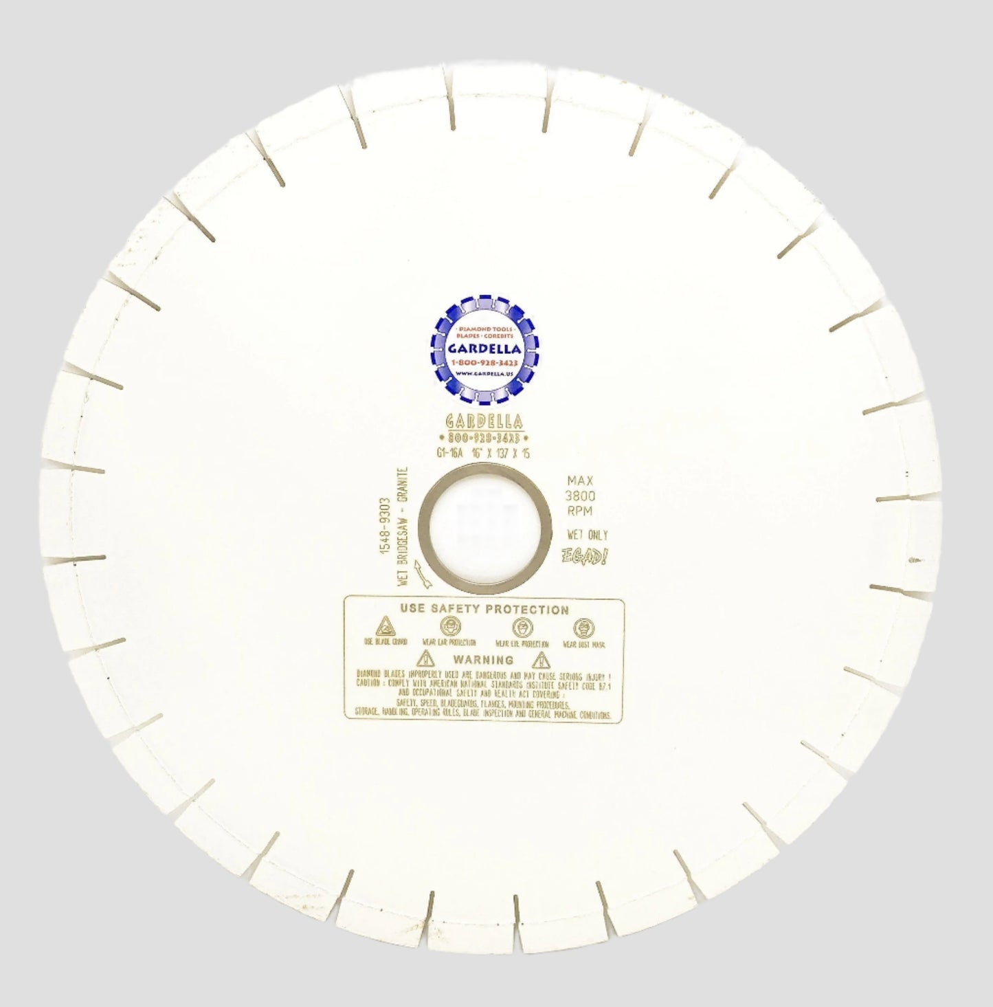 16" x .137" x 50/60 Gardella™ Bridge Saw Blade $149 ON SALE! - Diamond Blade Supply
