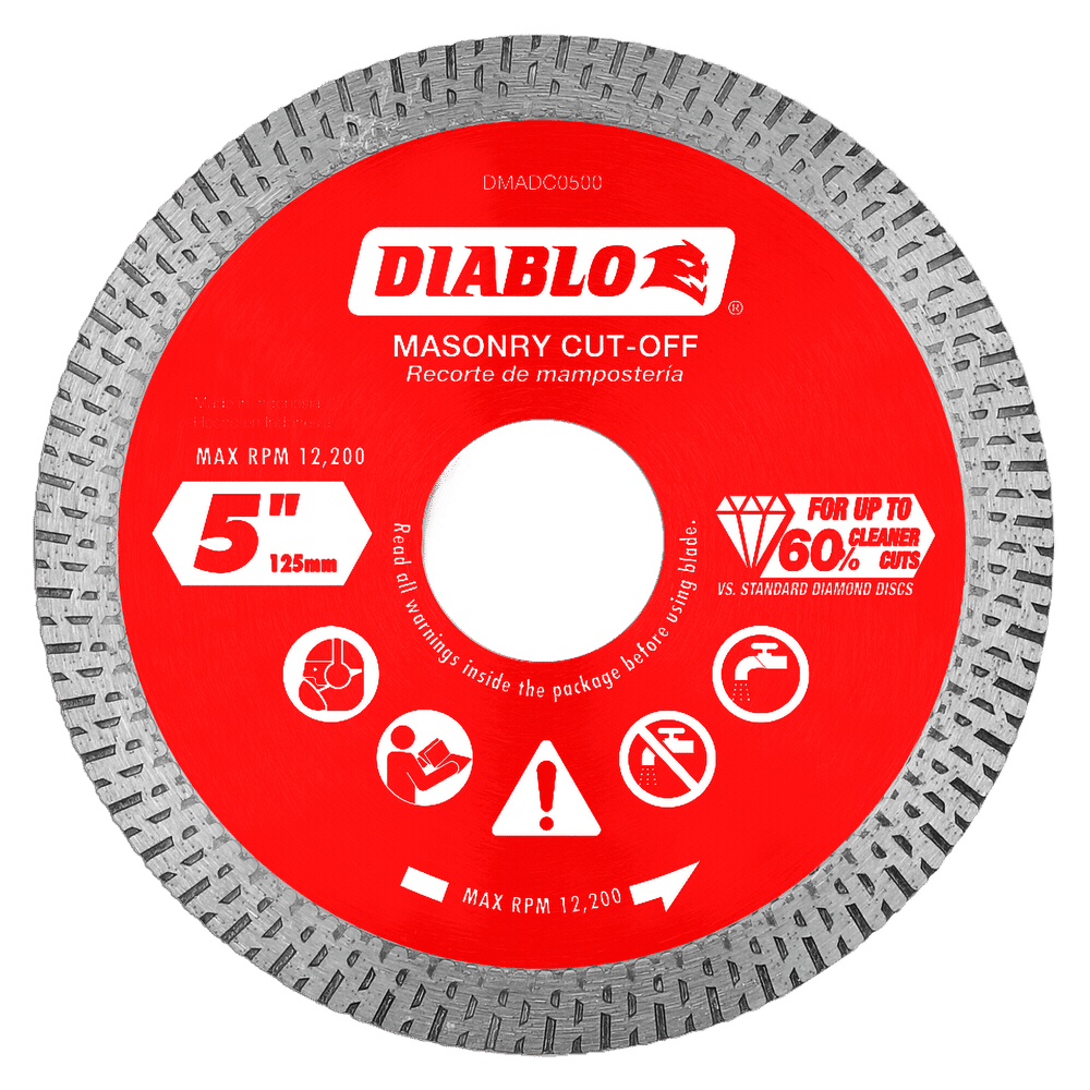 5 in. Diamond Continuous Rim Cut-Off Discs for Masonry