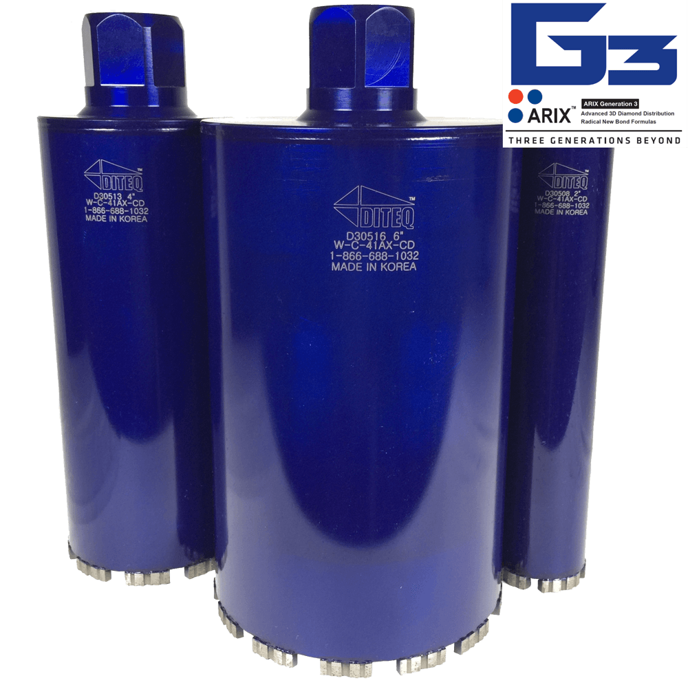 6" X 9" DRY OR WET CONCRETE CORE DRILL BIT DITEQ C-41AX - Diamond Blade Supply