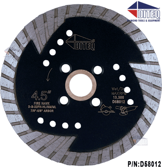 B22 FIREHAWK III Diteq Granite/Stone/Hard Masonry Diamond Blade - Diamond Blade Supply