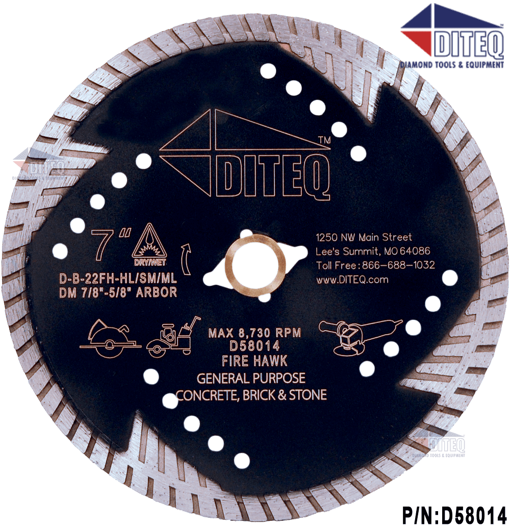 B22 FIREHAWK III Diteq Granite/Stone/Hard Masonry Diamond Blade - Diamond Blade Supply