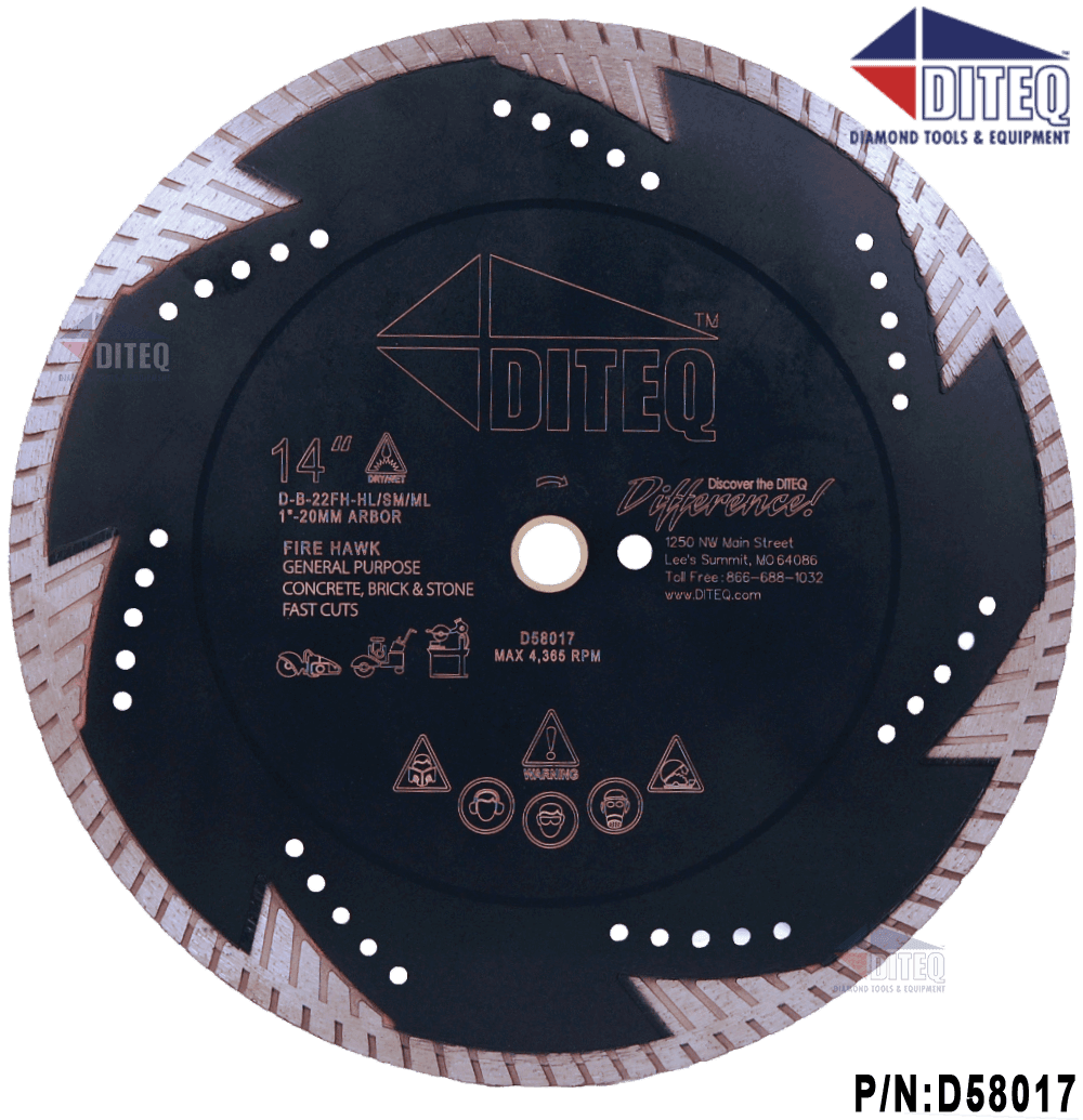 B22 FIREHAWK III Diteq Granite/Stone/Hard Masonry Diamond Blade - Diamond Blade Supply
