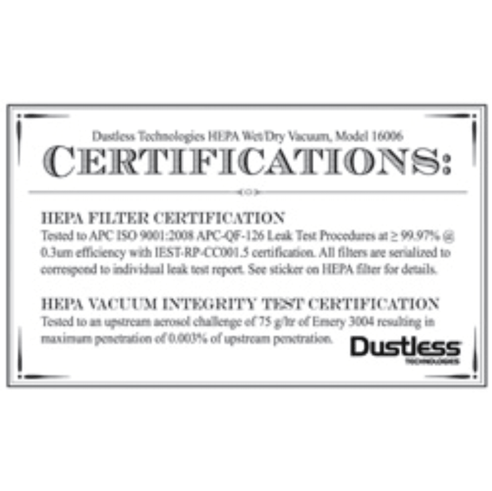 Dustless HEPA, 16 Gal, Wet/Dry Vacuum - Diamond Blade Supply
