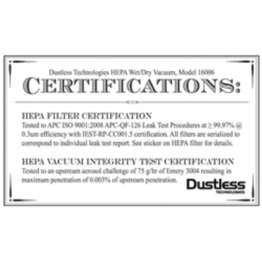Dustless HEPA, 16 Gal, Wet/Dry Vacuum - Diamond Blade Supply