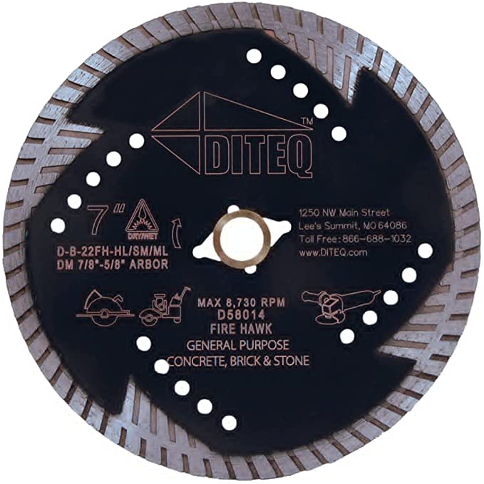 B22 Firehawk III Diteq Granite/Stone/Hard Masonry Diamond Blade