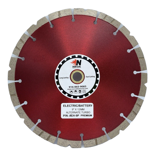9" x 7/8" Turbo-Segmented Battery/Electric Saw Powered Blade P/N #EL-9P - Diamond Blade Supply
