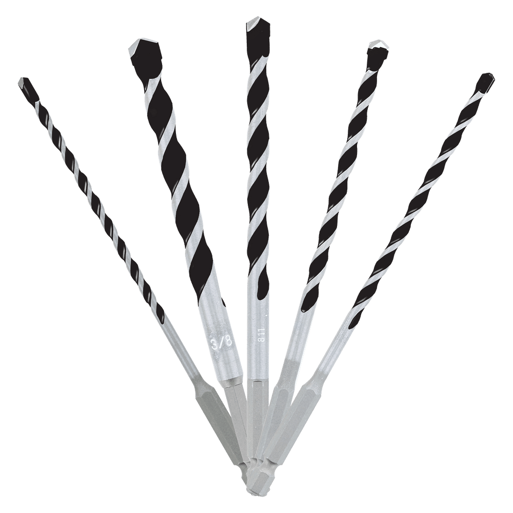 5 pc Multi-Material Carbide Tipped Hammer Drill Bit Set (5-Piece)