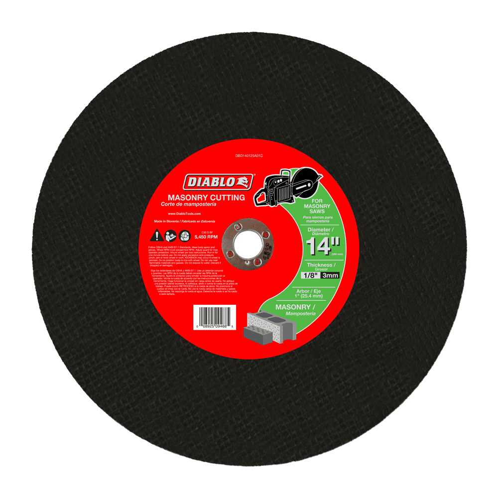 14 in. Masonry High Speed Cut Off Disc 1 in.