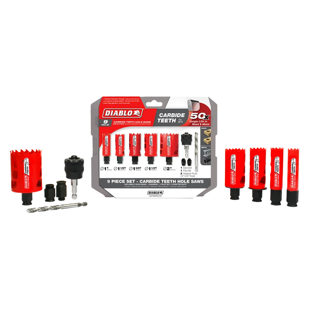 9 Pc Carbide General Purpose Hole Saw Set