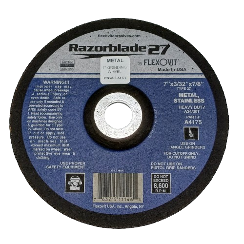 7" Razorblade, Type 27, Flex-O-Vit, Cutting/Grinding Disc