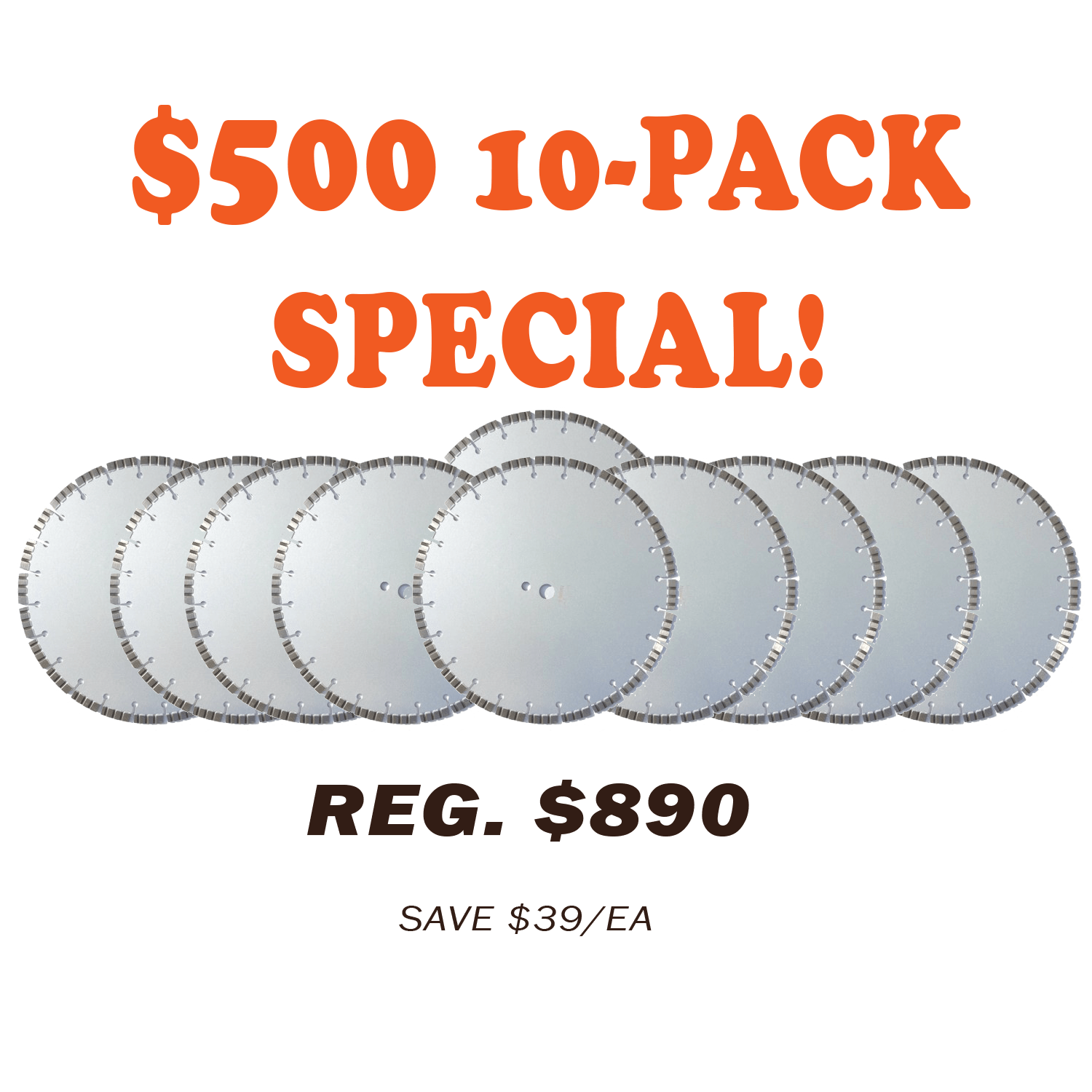 (10-Pack Special) 14" Premium Turbo Blade w/20mm Arbor - Diamond Blade Supply