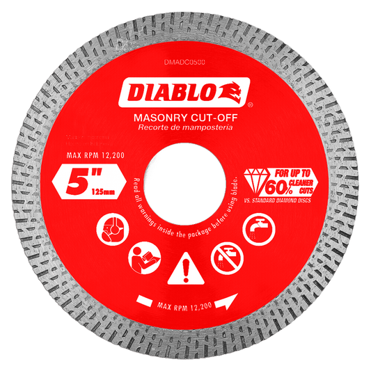 5 in. Diamond Continuous Rim Cut-Off Discs for Masonry