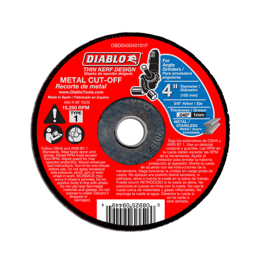 4 in. Metal Cut Off Disc - Thin Kerf