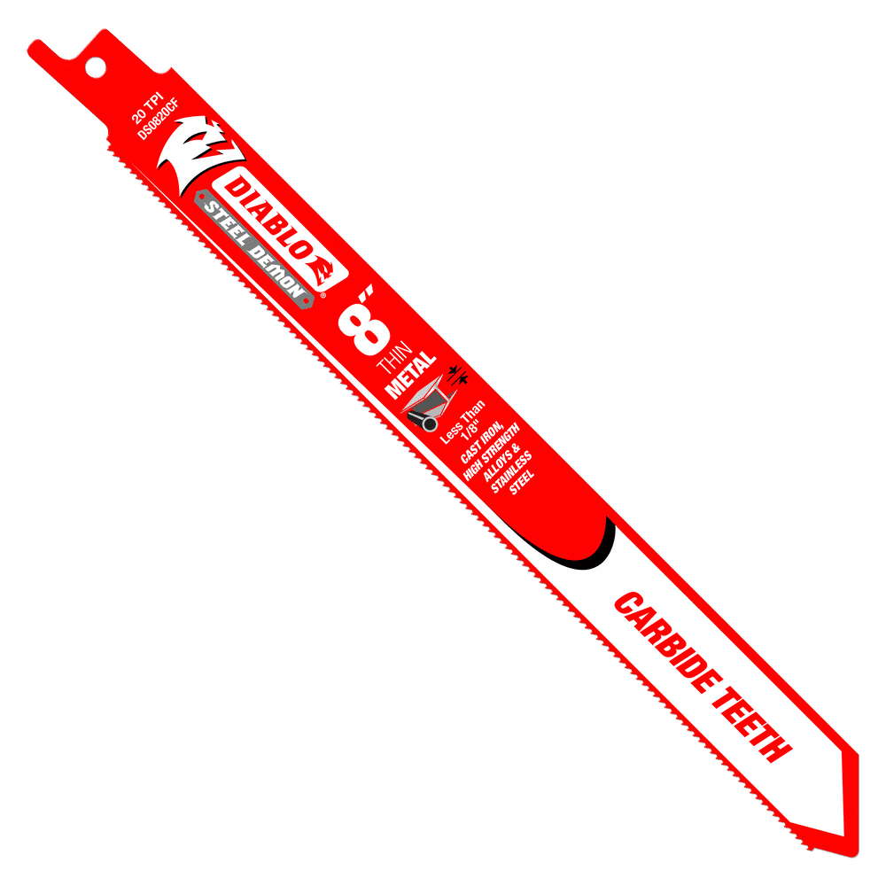 8 in. Steel Demon Carbide Recip Blades for Thin Metal (less than 1/8 in.) Cutting