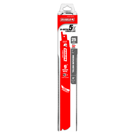 9 in. Bi-Metal Recip Blade for Medium Metal Cutting (3/32 in. to 5/16 in.) (25-Pack)