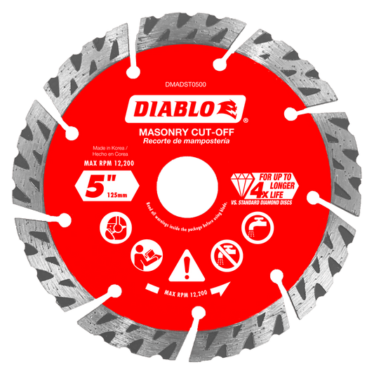 5 in. Diamond Segmented Turbo Cut-Off Discs for Masonry