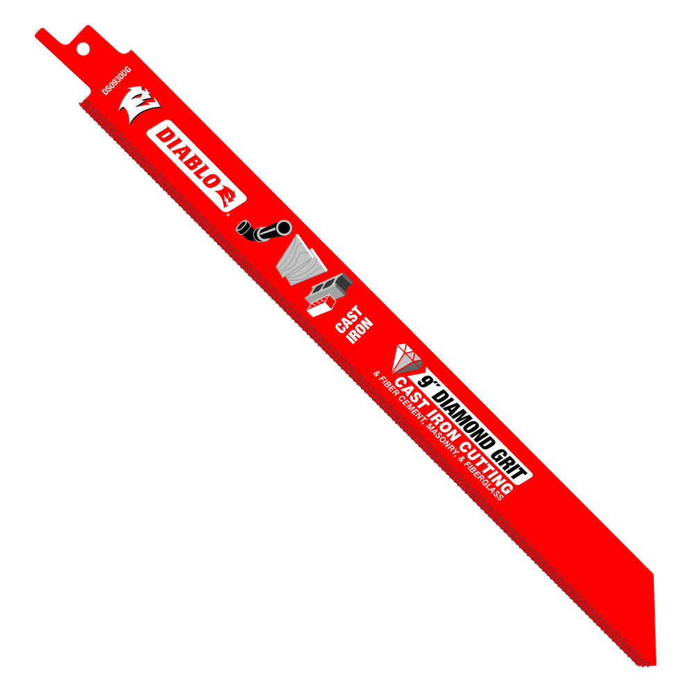 9 in. Diamond Grit Recip Blade for Cast Iron, Fiber Cement, Masonry, and Fiberglass