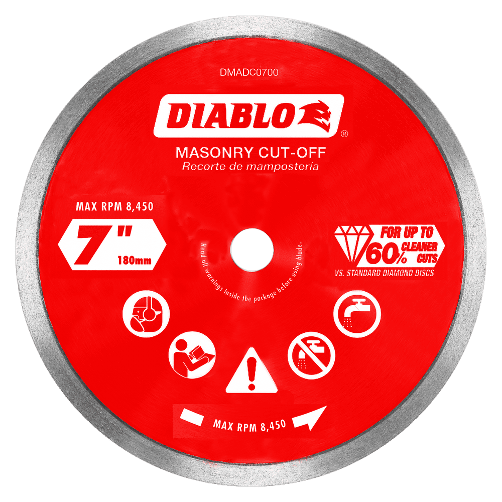 7 in. Diamond Continuous Rim Cut-Off Discs for Masonry
