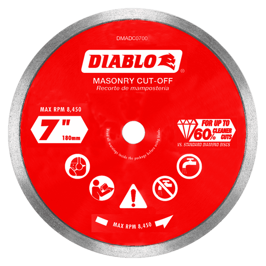 7 in. Diamond Continuous Rim Cut-Off Discs for Masonry